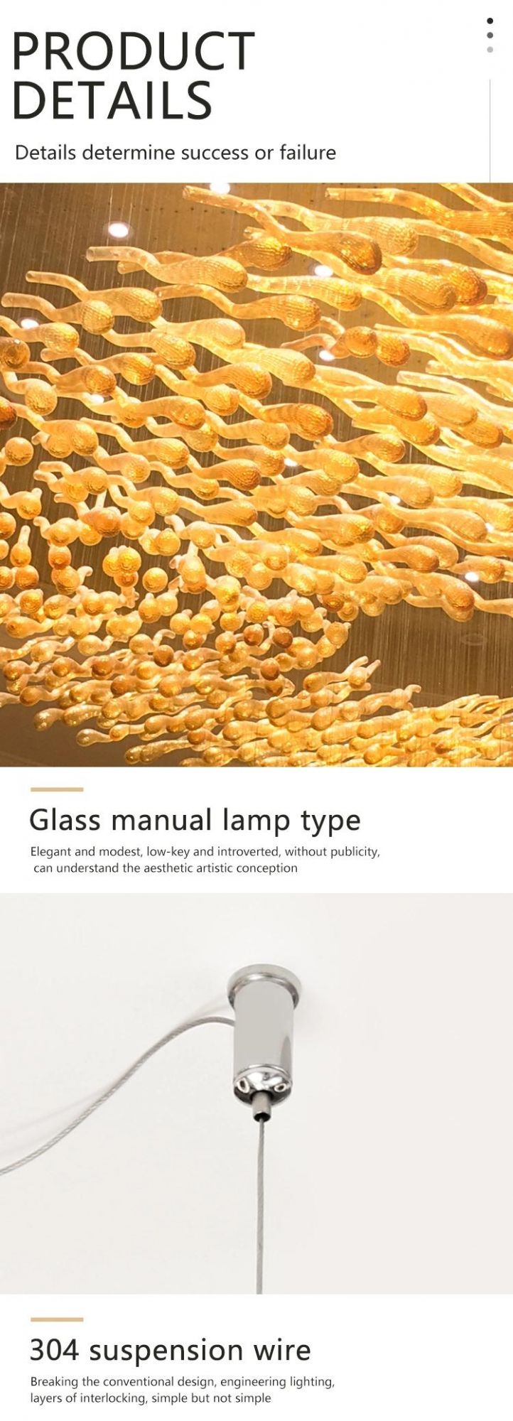 Glass Manual Decorative Stairs Hotel Commercial Modern Luxury Modern LED Chandelier Light