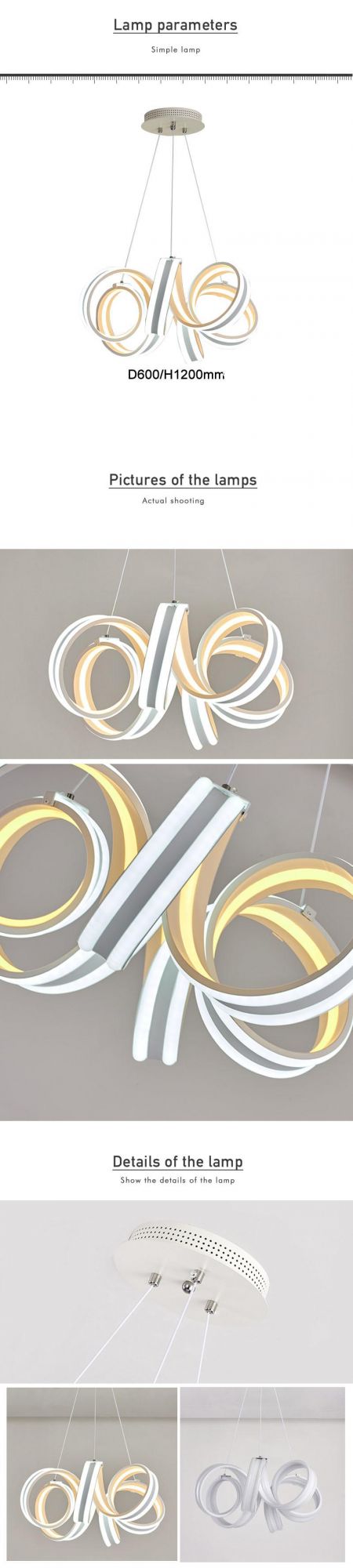 2021 New Soft DIY Curve Modern Home Lamp LED Ceiling Hanging Chandelier Pendant Light