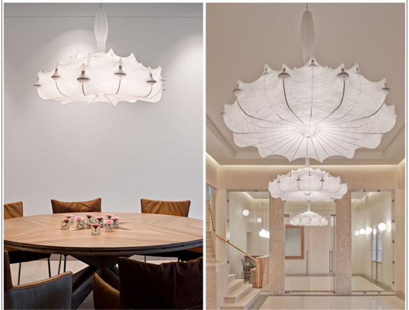 Modern Chandeliers Cream Natural Silk Lampshade Pendant Lamp