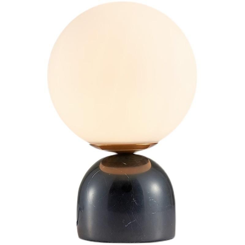 Post Modern Nordic White Round Glass Shade Marble Base Designer LED Table Lamp for Bedside Office Decor Bedroom LED Table Lamp