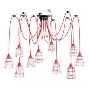 Red Cage Multi Heads Spider Hanging Lighting for Ceiling