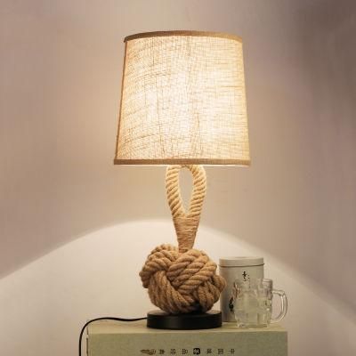American Table Lamp Retro Rope Cloth Loft Art Bedside Lamp Bedroom Rope Table Light (WH-VTB-33)