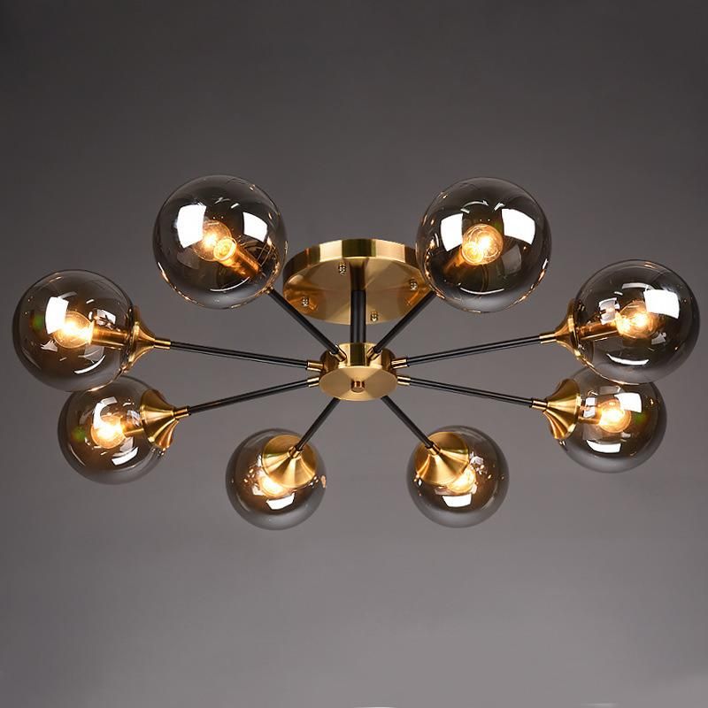 Modern Art Pendant Chandelier Handblown Art Glass Ball Chandelier 9 Lamps Molecular Structure Shape Ceiling Light