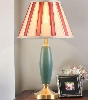American All Copper Ceramic Table Lamp Bedroom Bedside Lamp Retro Simple Marriage Mediterranean New Chinese Living Room Floor Lamp