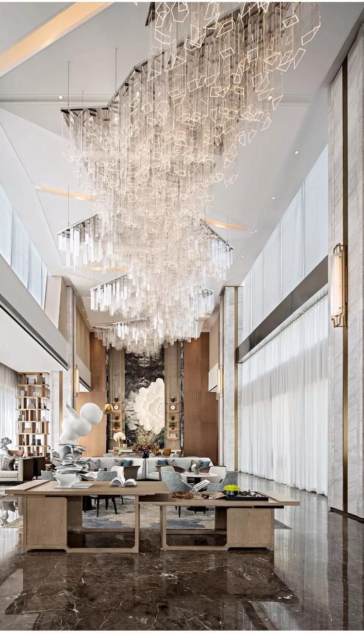 New Design Decorative Commercial Banquet Hall Villa Modern Glass Acrylic LED Chandelier Light