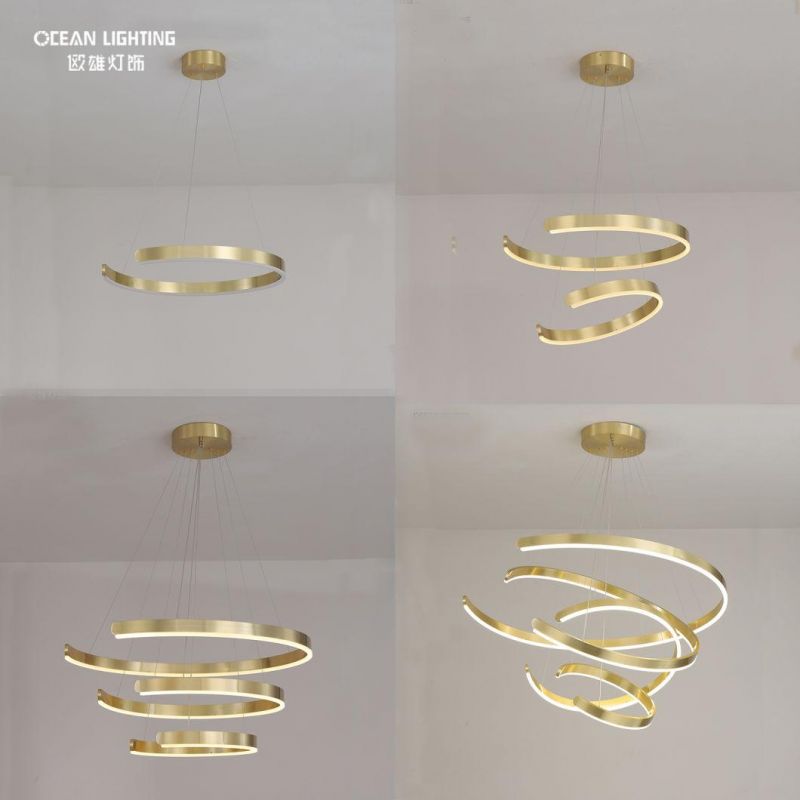 Chinese Factory Home Lights Modern Customized Rings Golden LED Pendant Lighting