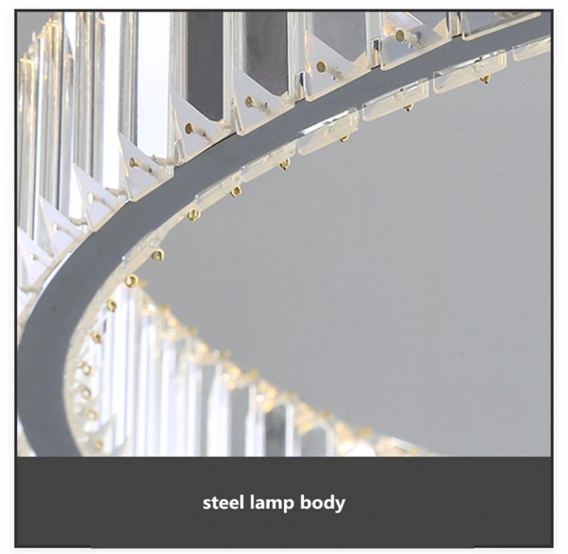 Modern Chandelier Villa Stairs Crystal Steel LED Pendant Chandelier Lighting