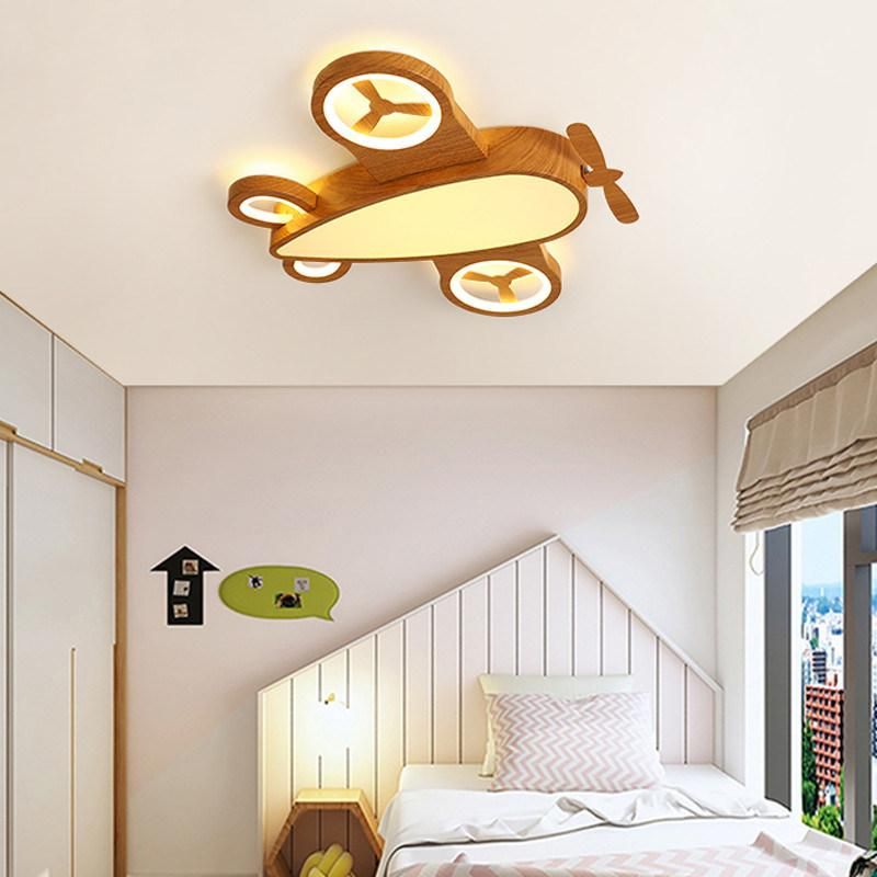 Wooden Cartoon Airplan Ceiling Light Nordic Japanese Kids Room Lamp (WH-WA-27)