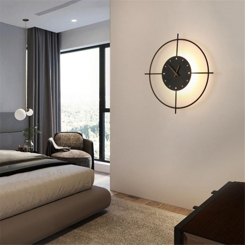 Nordic Designer Rudder Black Gold LED Wall Lamp for Living Room Bedroom Wall Clock Lamp (WH-OR-167)