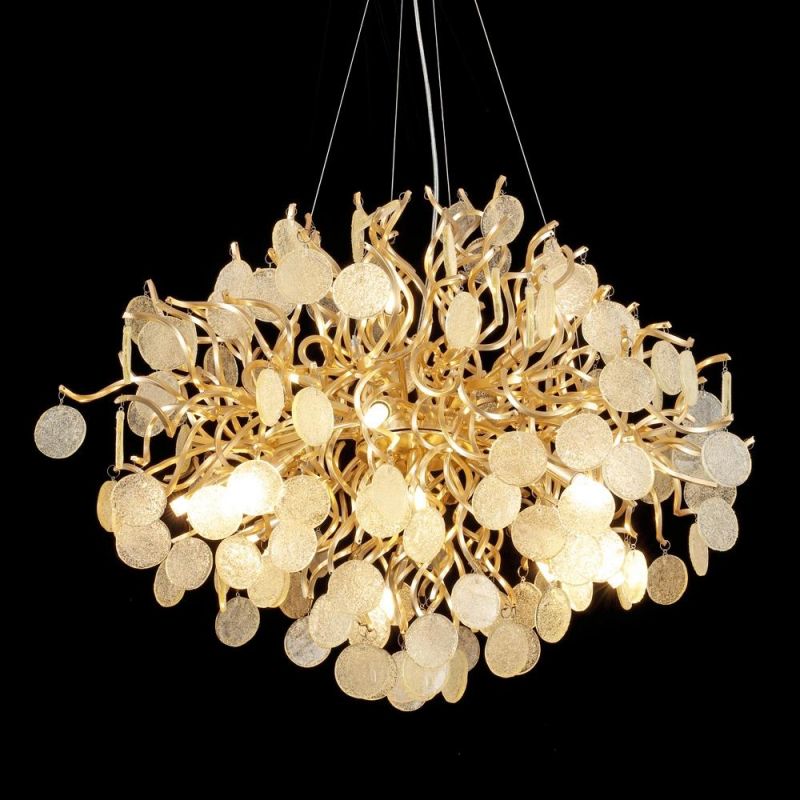 Silver LED Pendant Light Modern Chandelier Nordic Design Crystal Aluminum Hanging Lighting Lamp Villa