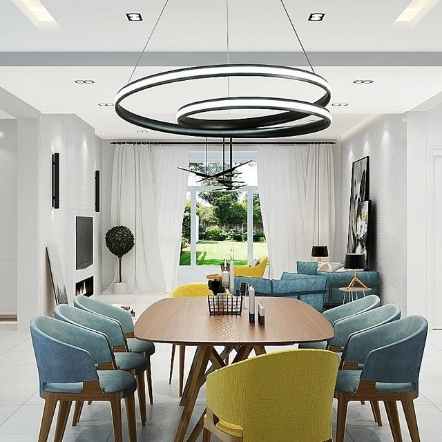 How Bright Black Certificate Modern Aluminum Ring Ceiling LED Chandelier for Living Room Pendant Light