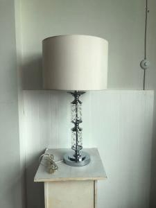 Modern Linen Lampshde with Glass Lampbase with Elc for Sitting Room