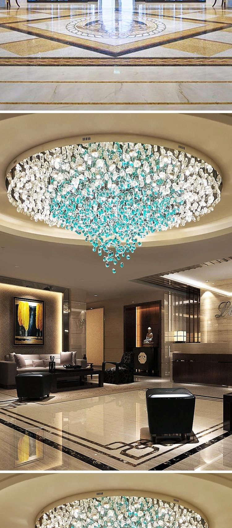 Luxury Crystal Green Stone Custom Light Staircase Hall Hotel Non-Standard LED Chandelier Lamp