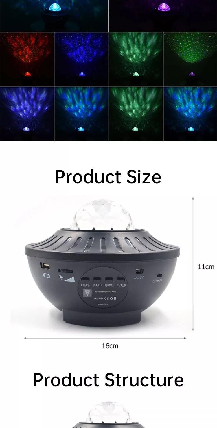 Kinscoter New Smart Rotatable Baby 3D Starry Ocean Music LED Star Night Light Projector with Remote Control for Kid