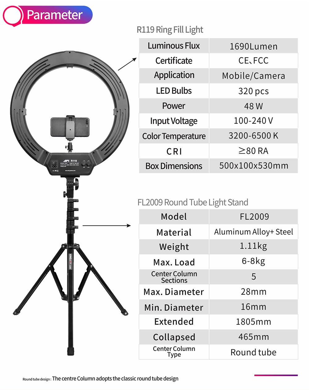 Custom Brand 19 Inch LED Ring Light Portable Photo Studio Photography Ring Light with Tripod Stand