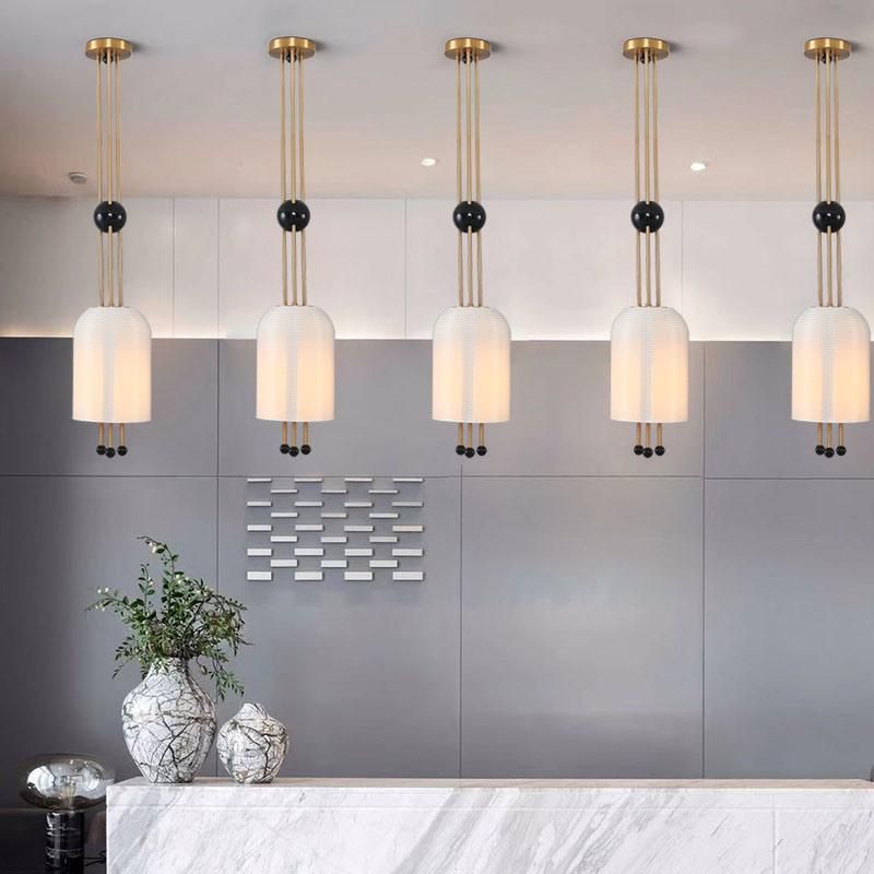 Modern White Pendant Light Single Head Glass Lampshade for Dining Room Creative Lamps Lantern Pendant Lamp (WH-AP-175)