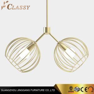 Golden Stainless Steel Pendant Light 2 Round Ball Shape