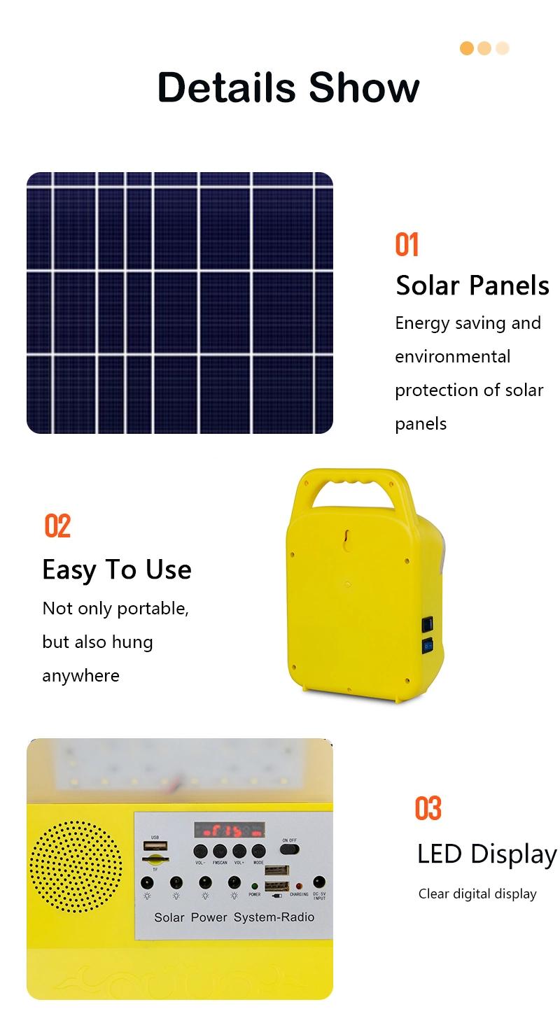 Hot Selling Solar Energy System of Lighting for Home Outdoor Emergency with Radio MP3 Solar Power Station