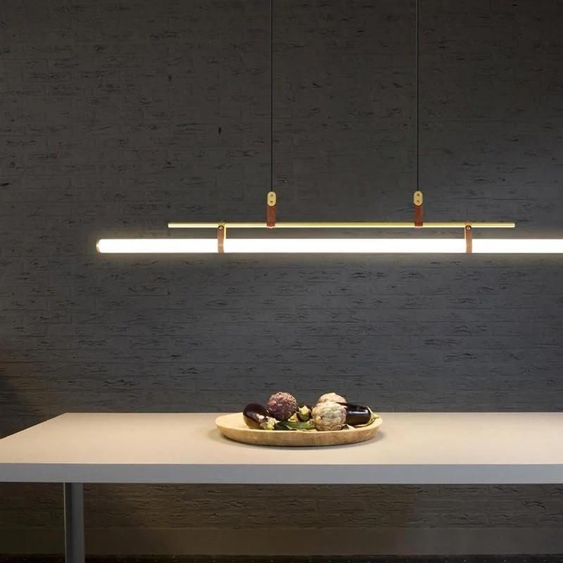 Nordic Dining Table Restaurant Hanging Lights Minimalist Dining Room LED Pendant Lights Modern Minimalist Tube Line Pendant Lamp