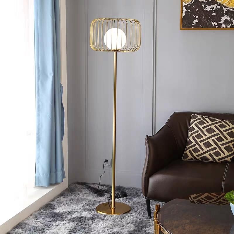 Nordic Modern Home Living Room Decoration Light Romantic Designer Stand Gold Metal Glass LED Floor Lamp