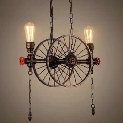 Retro Water Pipe Wheel Chandelier Industrial Restaurant Bar Light American Iron Vintage Chandelier (WH-VP-77)