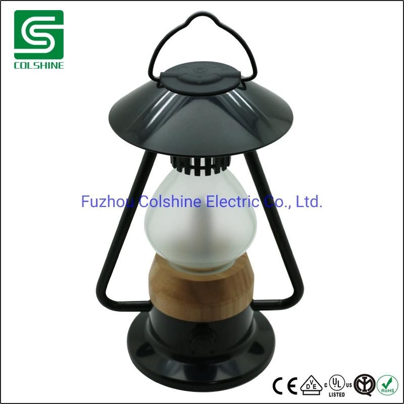 Retro Rechargeable LED Table Lamp Camping Light with USB Powerbank