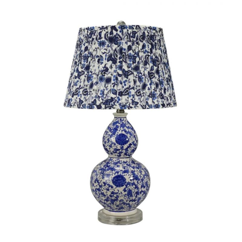 Factory Direct Wholesale Blue Floral Pattern Indoor Lighting Table Lamp Ceramic Lamp Porlain Light