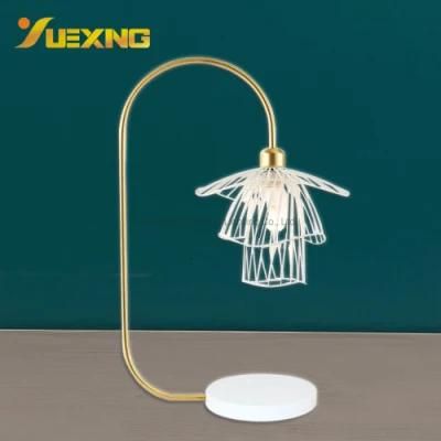 Hollow out Entry Luxury IP20 Lampshade E27 Max60W LED Home High Grade White Golden Bedside Table Lamp Light