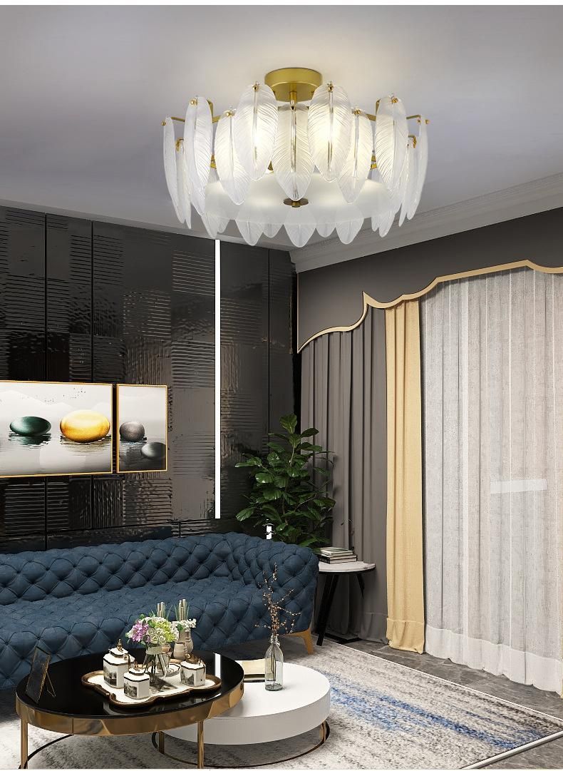 Light Luxury Ceiling Lamp Post Modern Minimalist Bedroom Lamp Creative Leaf Chandelier (WH-CA-77)