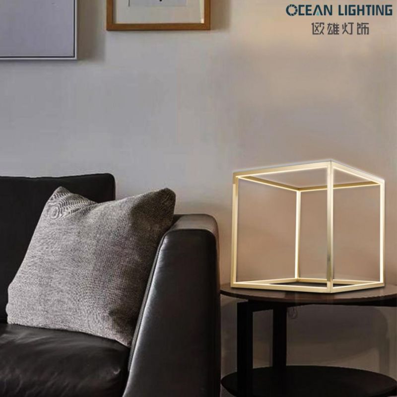 Metal Golden Style Modern Cube Design Bedroom Luxury LED Lighting Table Lamp