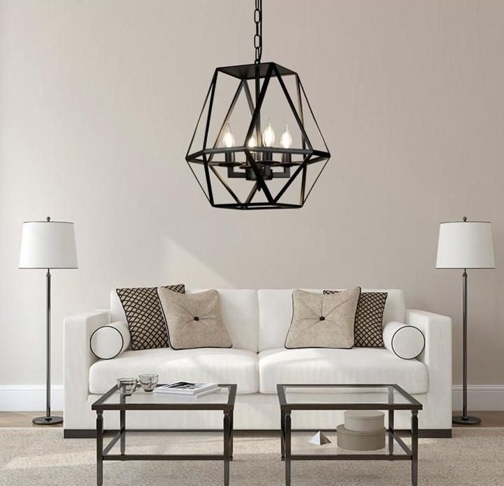 Hot Sale E14 Metal Glass Shade Black Chandelier Pendant Lighting