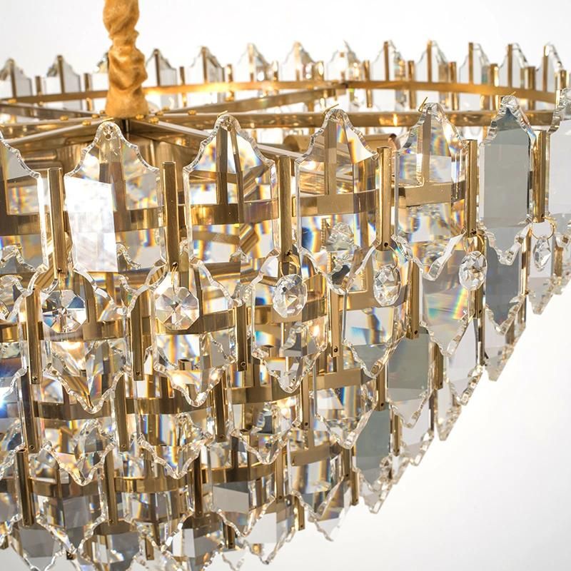 Suspension Crystal Luminaire Gold Hanging Lamp for Living Room Sitiing Room Decor (WH-AP-96)