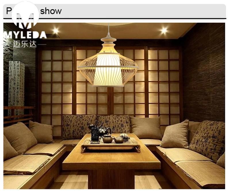 Modern Bamboo LED Chandelier Pendant Lamp for Hotel Lobby, Restaurant, Coffee Club
