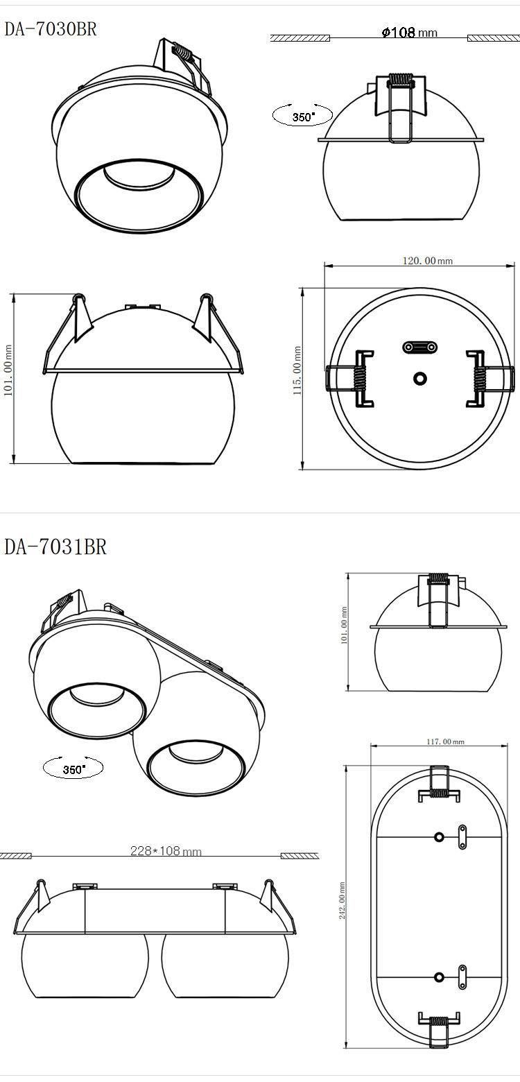New Pattern Borderless Embedded Light Downlight Rotatable Spotlight
