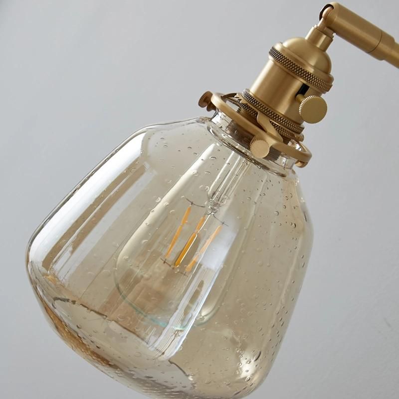 Retro Bedroom Bedside Wall Lamp Modern Corridor Wall Lamp Brass Bubble Glass Wall Light