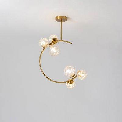 Golden Transparent Lampshade Chandelier Pendant Lamp Ceiling Lamp Living Room Lamp