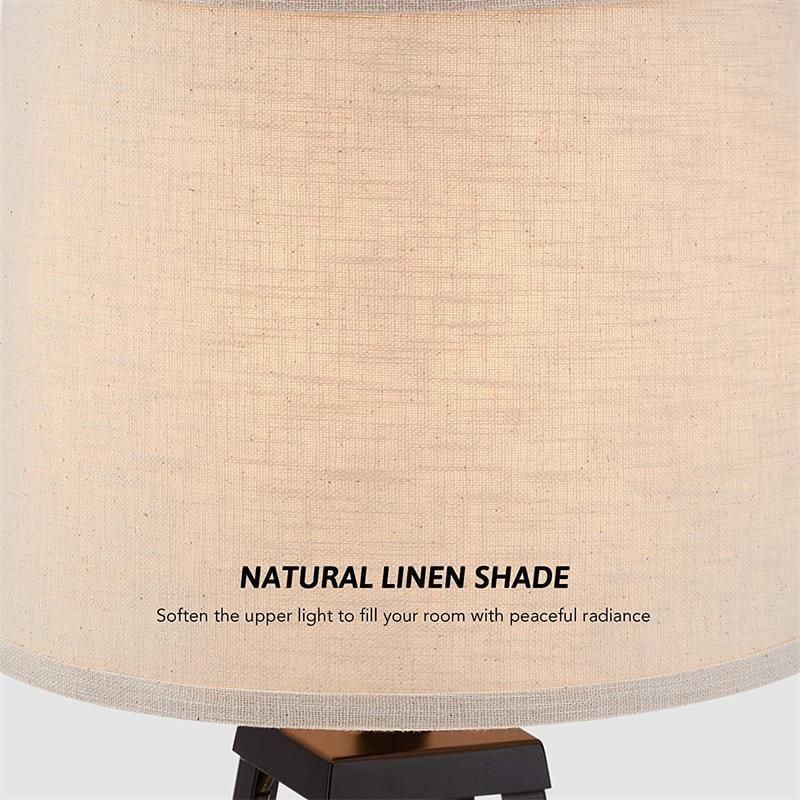 Indoor Home Bedside Iron USB Table Lamp Black Desk Lamp LED Light