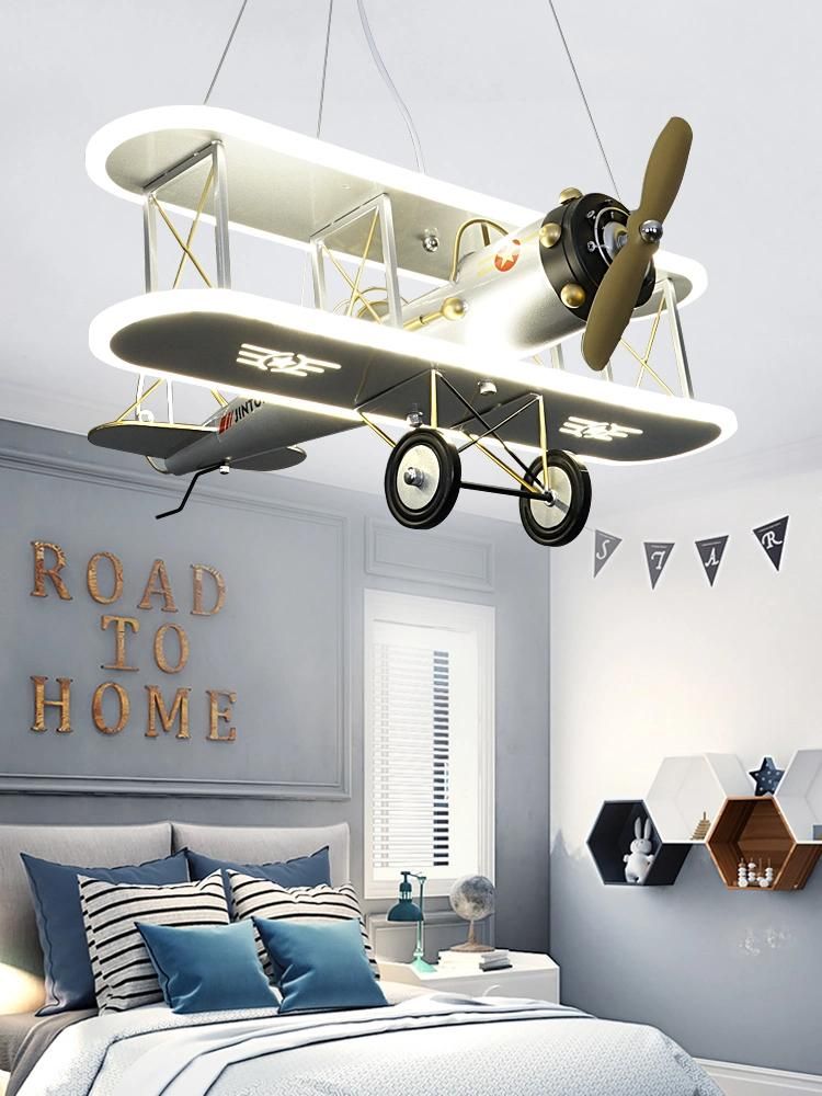 Creative LED Children′s Aircraft Lamp Boy Bedroom Room Lamp Modern Personality Fashion Simple Cartoon Chandelier (WH-MA-139)