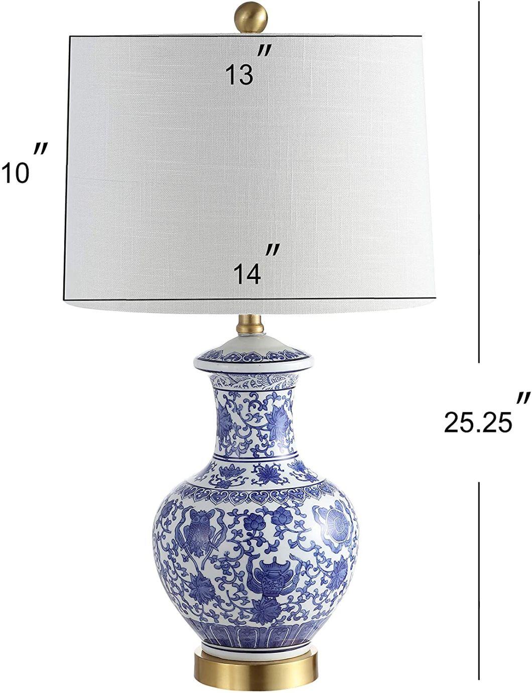 Ceramic/Metal LED Lamp Traditional, Transitional, Cottage for Bedroom, Living Room, Office, College Dorm, Coffee Table, Bookcase, Blue/White