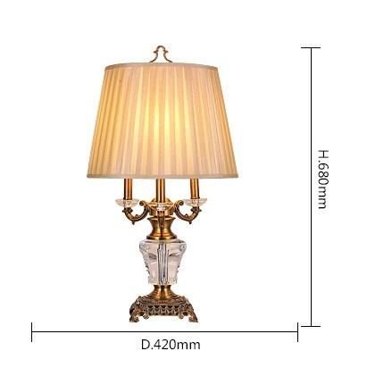 European American Zinc Alloy Crystal Table Lamp Bedroom Living Room Hotel