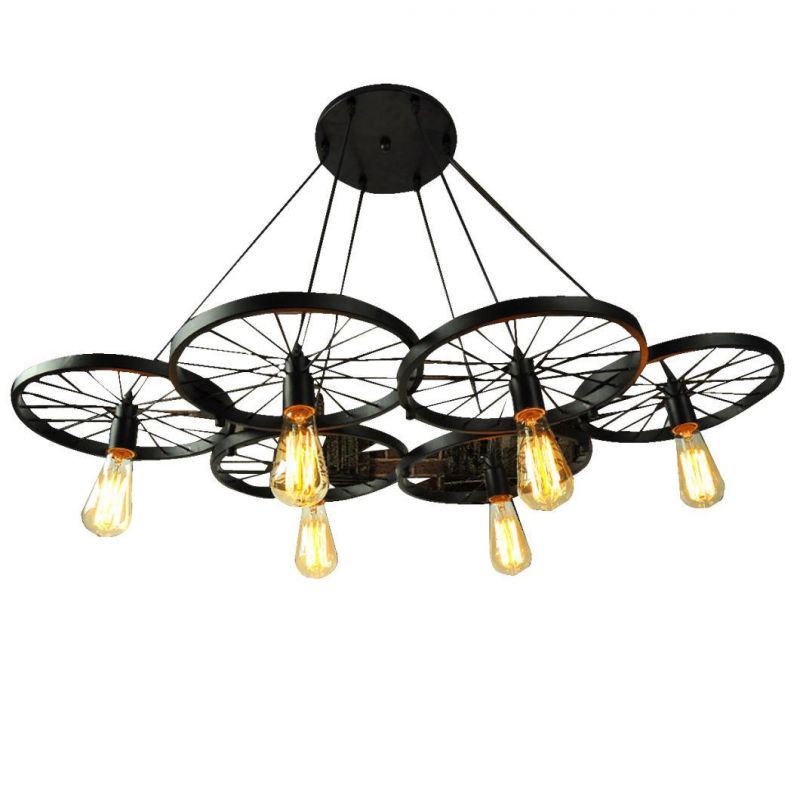 Vintage Rustic Arts Bicycle Wheel Pendant Light