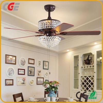 52 Inch Crystal Ceiling Fan Light Fixture Quiet Motor 5 Blades 3 Speed Ceiling Fan Remote Control Decoration