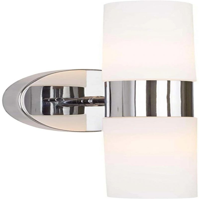 Duo Modern Wall Sconces with Frosted Glass Shades for Bathroom Vanity Chrome