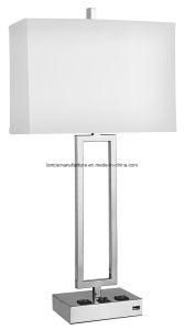USA/UL/cUL Twin Table Lamp with 2 Outlets &amp; USB