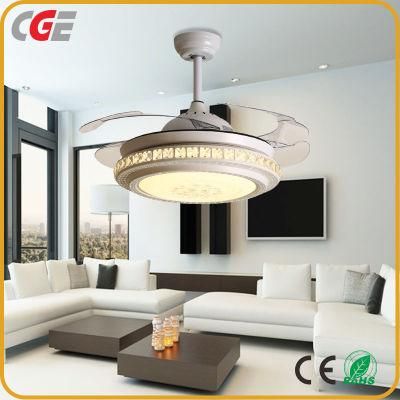 Modern Retractable LED Ceiling Fans Light with Remote Control 42 Inch Vintage Chandelier LED Light Fan for Home ABS Ceiling Fan