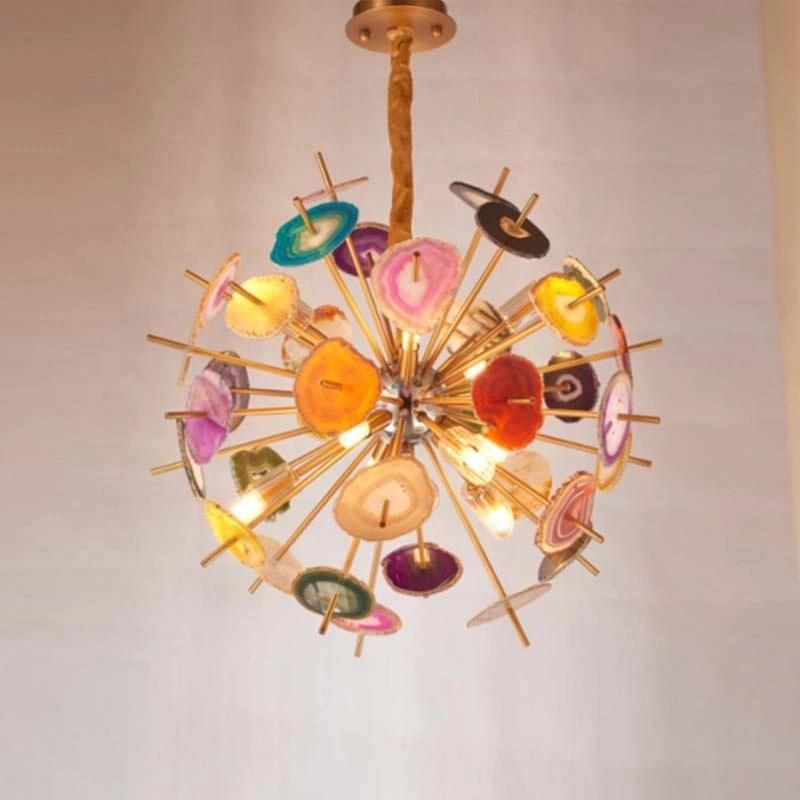 European Agate Meteor Suspension Colored Pendant Light for Home Decor