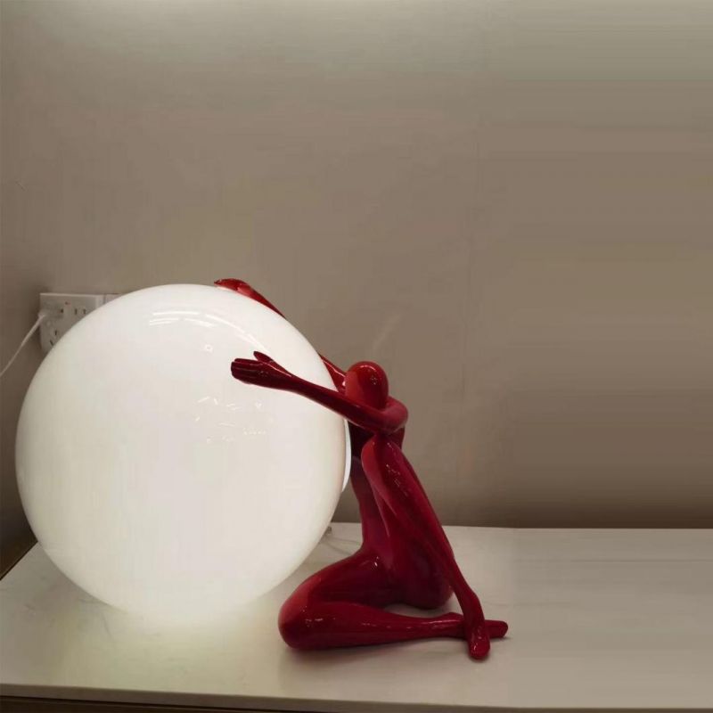 Nordic Polyresin Abstract Human People Black Home Decoration LED Light