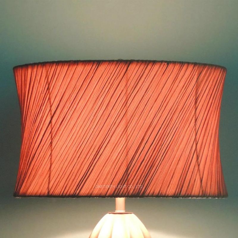 Ceramic and Fabric Shade Fluorescent Desk Lamp Interior Table Lamp