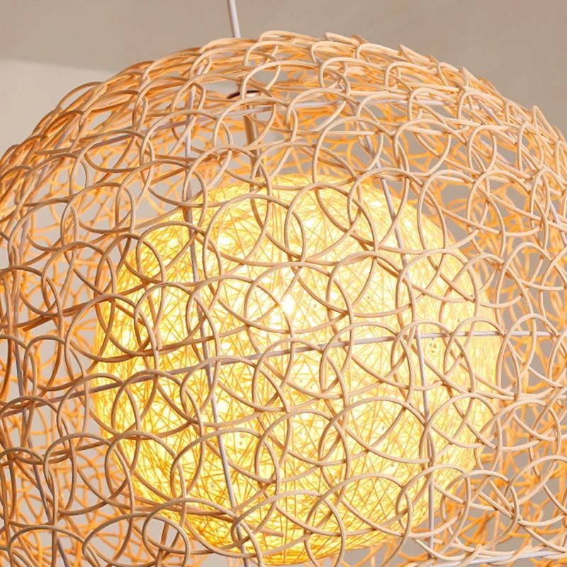 Wooden Round Lantern Chandeliers Dining Room Restaurant Kitchen Pendant Lamp
