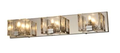Simple Three Light Square Clear Glass Vanity Wall Lamp